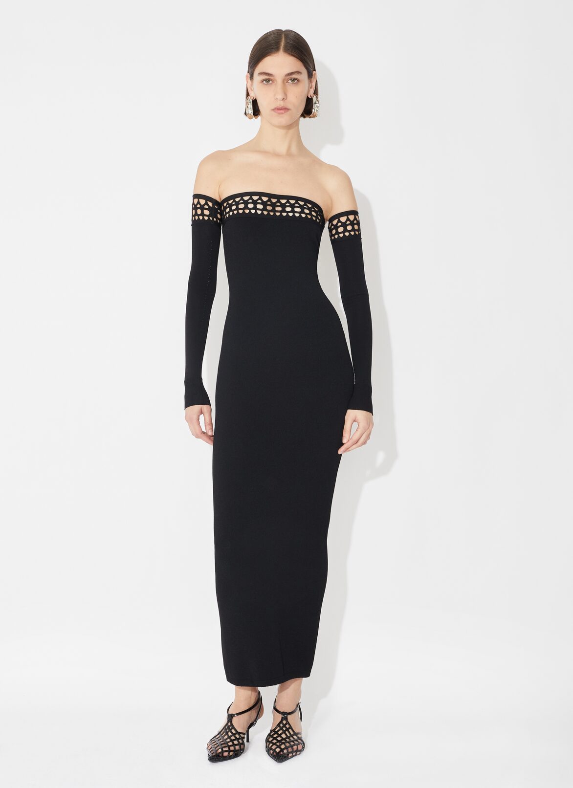 VIENNE OFF-SHOULDER DRESS ALAÏA BLACK VIENNE OFF-SHOULDER DRESS